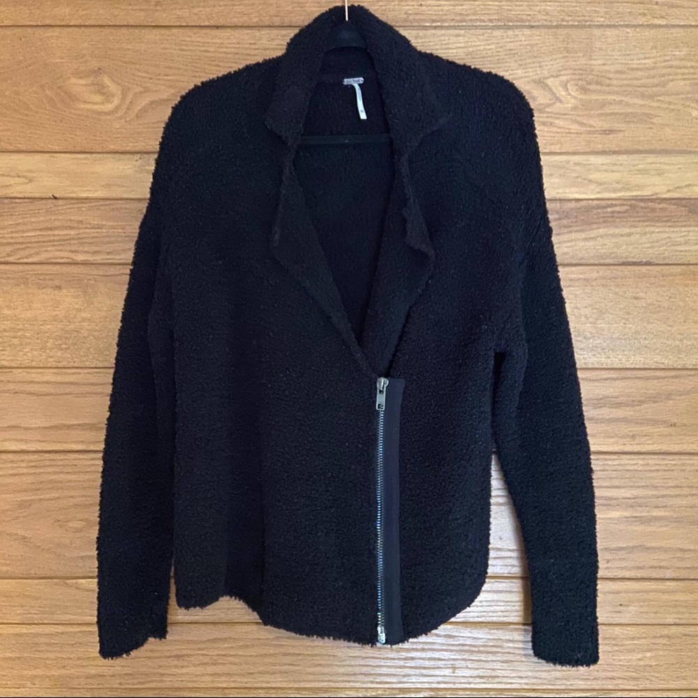 Free People wool oversized teddy moto sweater